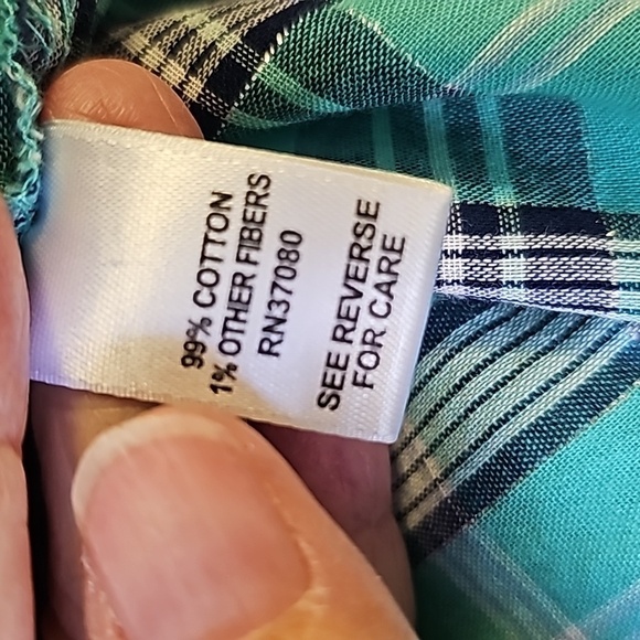 Western shirt, women's size 22/24. 2 pockets Jewel buttons. Tourqwise plaid. - Picture 7 of 8